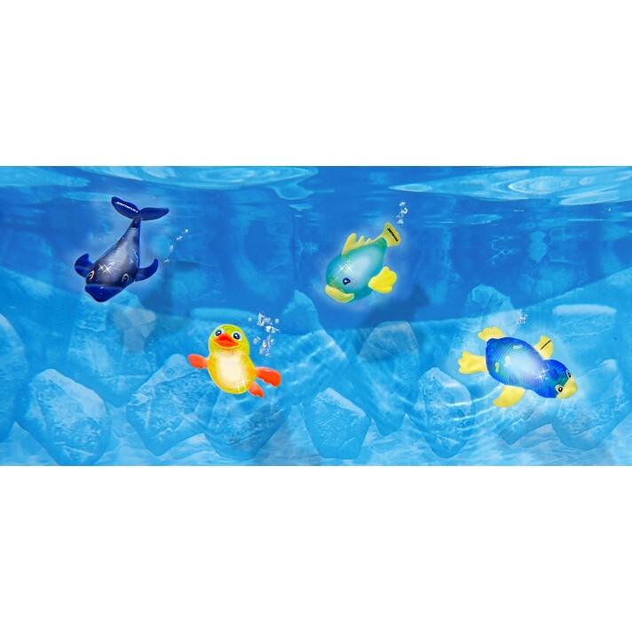 Set of 4 Water Activated Light-Up Sea Animals Swimming Pool Dive Toys