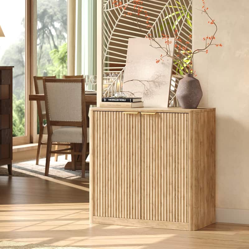 31.5" Buffet Cabinet with Storage, Fluted Sideboard with Adjustable Shelves for Living Room, Dining Room, Kitchen