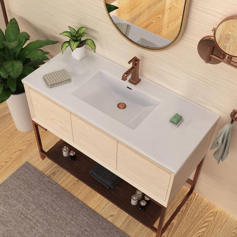 Whitehaus WHCS4922-1H 49" Rectangular Vitreous China Drop In Bathroom