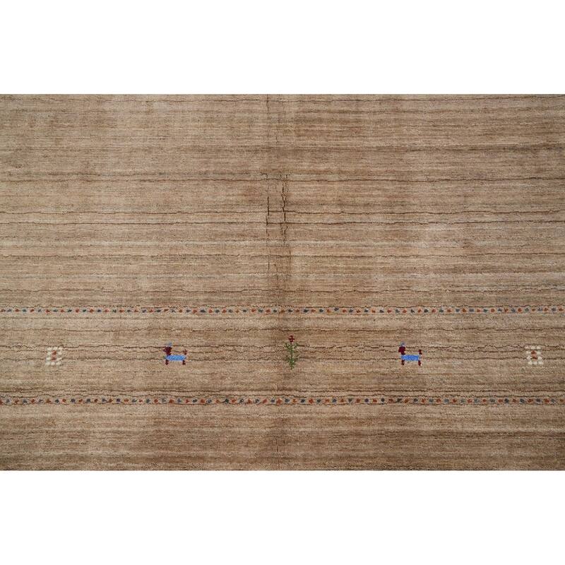 Hand Knotted Oriental 100% Wool Carpet Tribal Animal Pictorial Brown Gabbeh Area Rug - 8' 11'' X 8' 11''