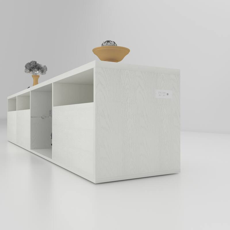 Modern LED TV Stand, for 75/80 Inch TVs with 31 Lighting Conversion Modes and Storage, for Living Rooms, White