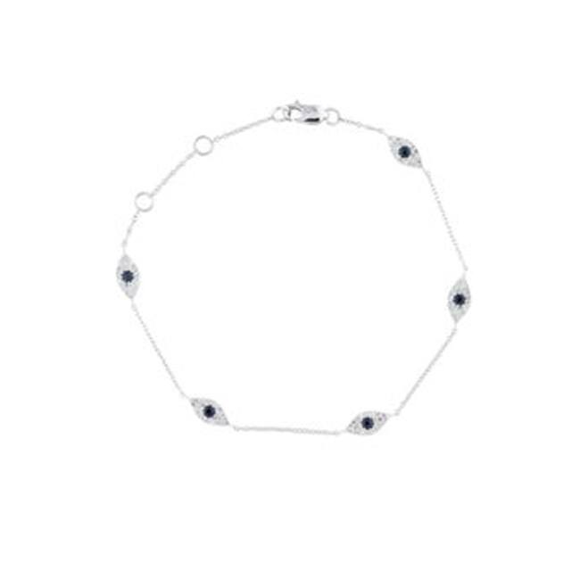 Joelle Collection Evil Eye Diamond Bracelet - Blue Sapphire With 14K Gold Bracelet Elegant Gift Stackable Brcaelet