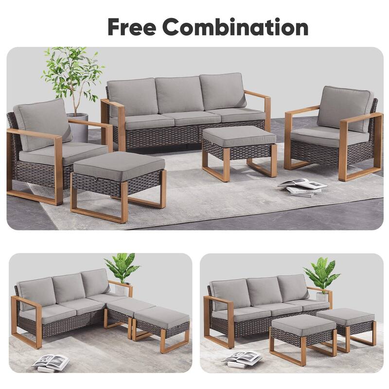 Outdoor Swivel Chair with Thick Cushion