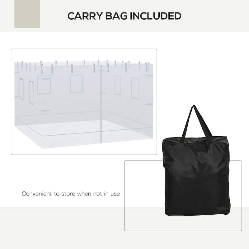 Outsunny Replacement Canopy Netting, Set of 4 Mesh Sidewalls, Patio Netting with 6 Service Windows and 1 Door