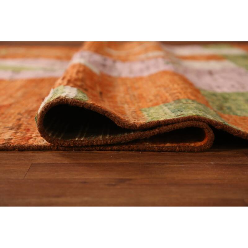 Orange Moroccan Area Rug Hand-Knotted Oriental Wool Carpet - 6'7" x 9'9"