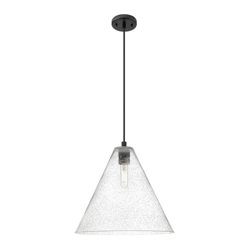 Innovations Lighting Downtown Urban - Crown Point - 1 Light 16" Berkshire Cord Hung Pendant - Seedy/Matte Black