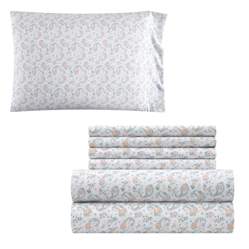 Aeropostale Premium All Season Microfiber Paisley Sage and Blush Sheet Set
