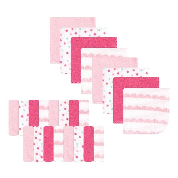 slide 1 of 1, Luvable Friends Baby Girl Super Soft Bundle Washcloths, Girl Geometric, One Size - Girl Geometric - One Size