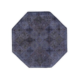 Hand Knotted Contemporary Overdyed Wool Gray Area Rug - 5' 1" x 5' 1"
