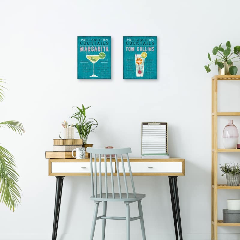 Classic Cocktails Margarita, Classic Cocktails Tom Collins by Michael Mullan Canvas Art Prints