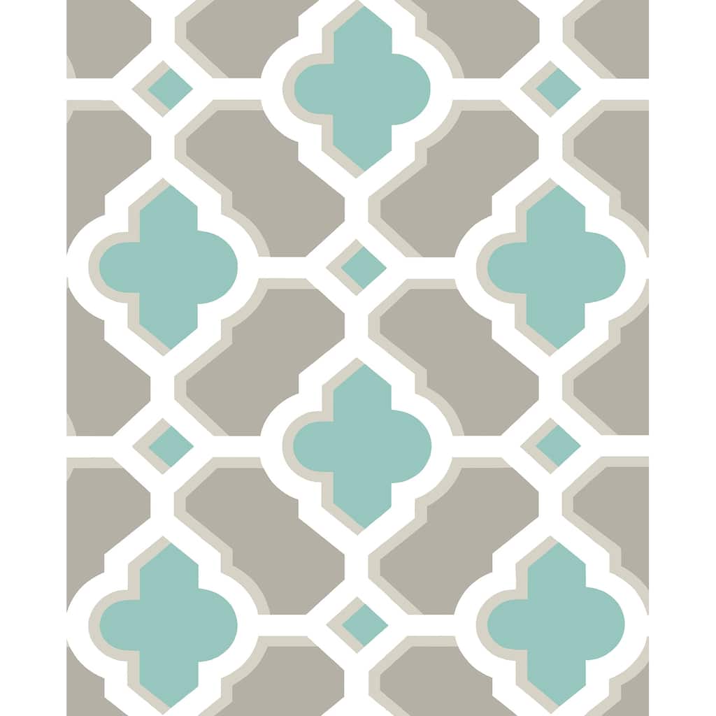 A-Street Prints Lido Turquoise Quatrefoil Wallpaper