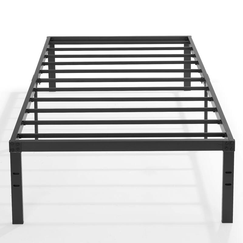 VECELO Bed Frames No Box Spring Needed, Heavy Duty Metal Platform with Steel Slat, Easy Assembly, Black