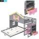 preview thumbnail 5 of 14, House Shaped Bed with Windows,Twin over Full House Bunk Bed with Pink Staircase and Drawer, Shelves Under the Staircase.