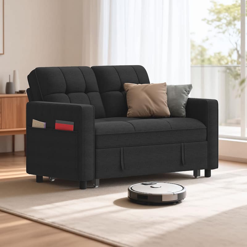 Moasis 3-in-1 Multi-Functional Sleeper Sofa with Iron Frame Pull-Out Bed,Loveseat Bed with USB Port