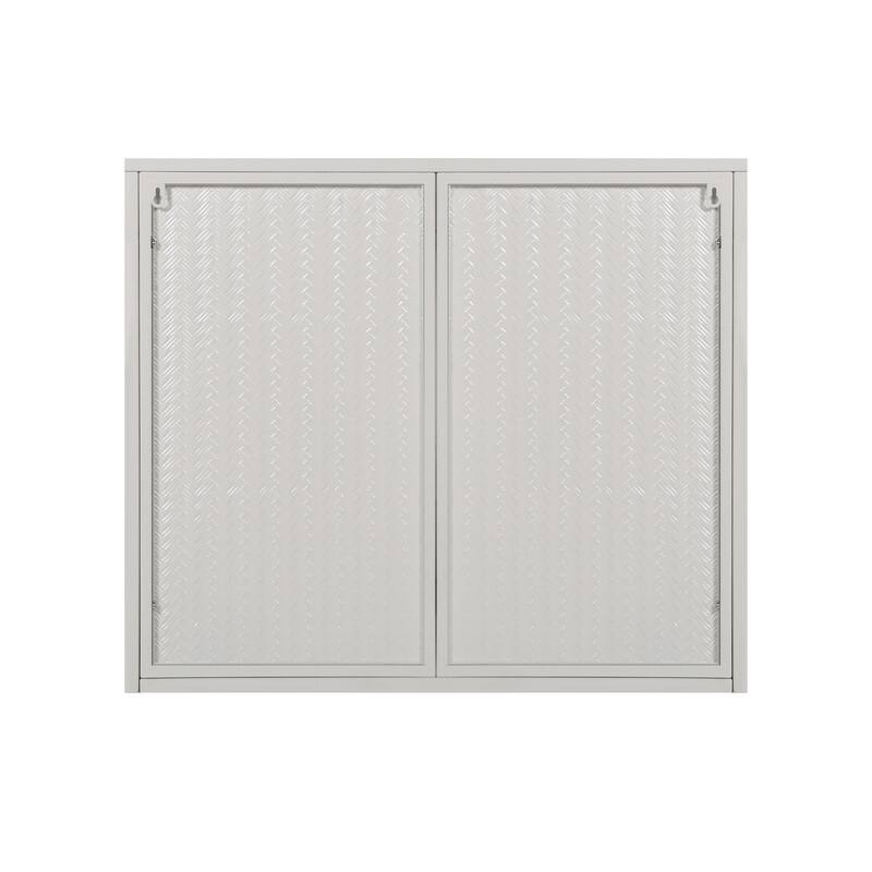 27.56" Modern Woven Pattern Glass Door Wall Cabinet - 3-Tier Storage for Living Room, Bathroom, Entryway & Dining Room