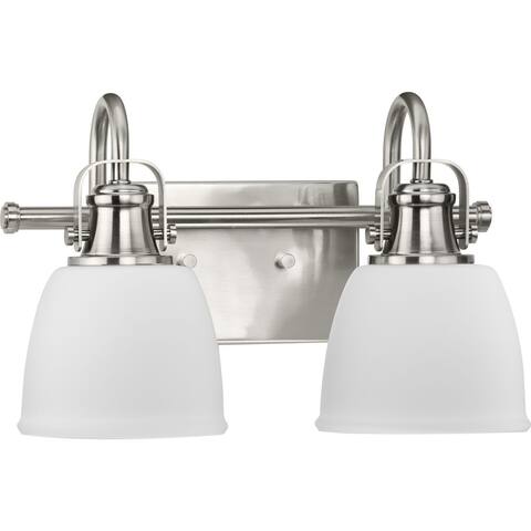 Preston Collection Two-Light Brushed Nickel Coastal Bath and Vanity Light - 14 in x 7.37 in x 9 in