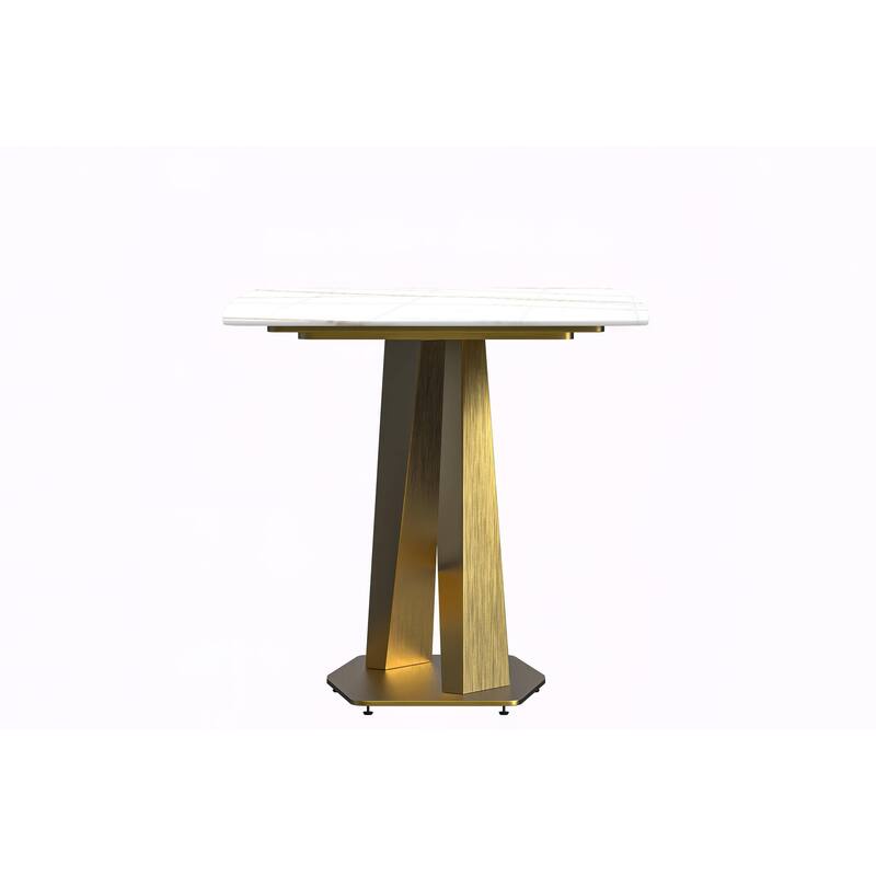 Voren Dining Table with Rectangular Top and Stainless Steel Base
