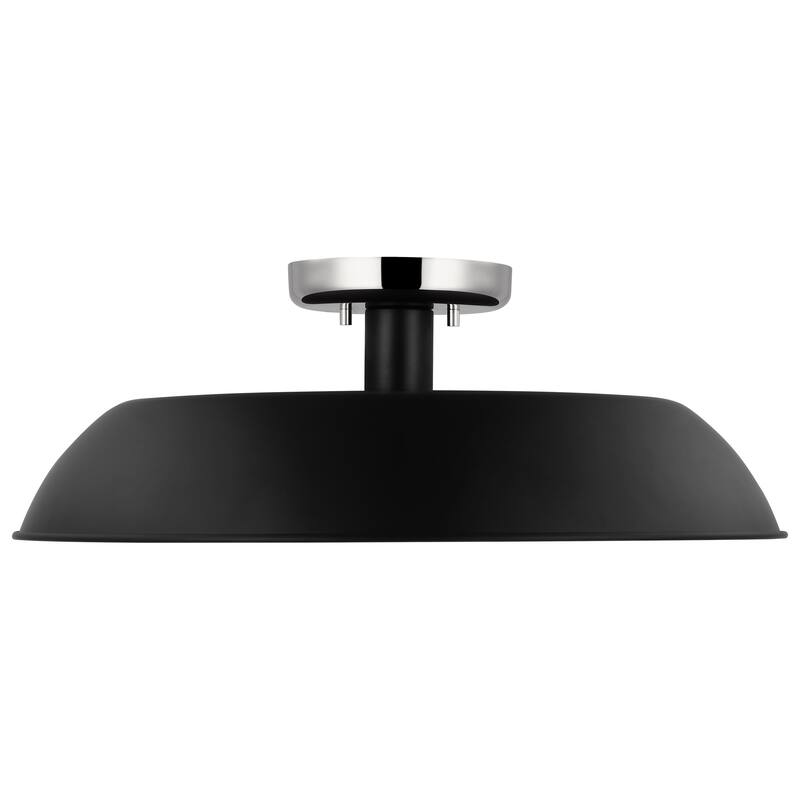 Colony - 1 Light - Medium Semi-Flush Mount Fixture - Matte Black with Polished Nickel