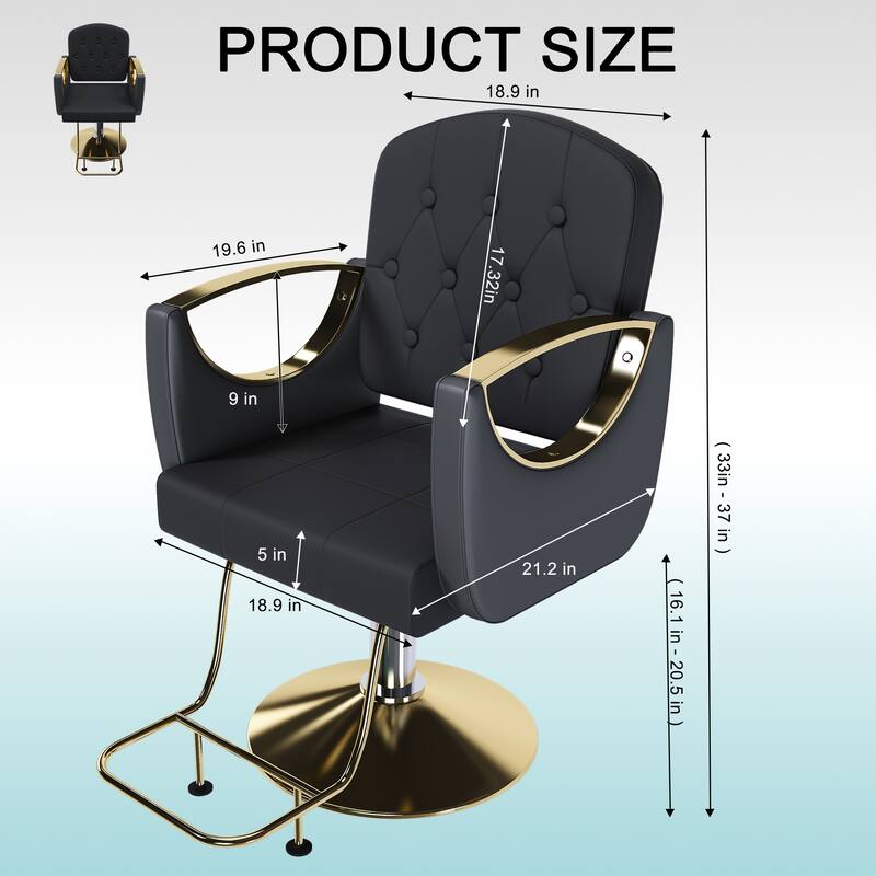 Roomfitters Professional Hydraulic Salon Chair with 360° Swivel, Heavy Duty Barber Stylist Chair with Gold Base
