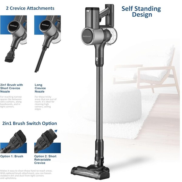 National 2-in-1 Cordless Upright and Handheld Vacuum Cleaner - Bed