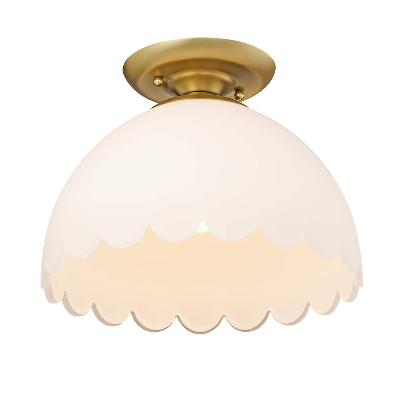 Dorinda 12.25" Wide 1-Light Semi-flush with Opal Shade