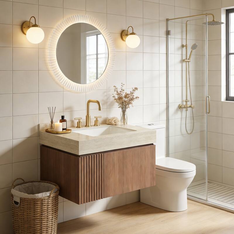 Mondern Floating Bathroom Vanity with 3 Pre-drilled Faucet Holes