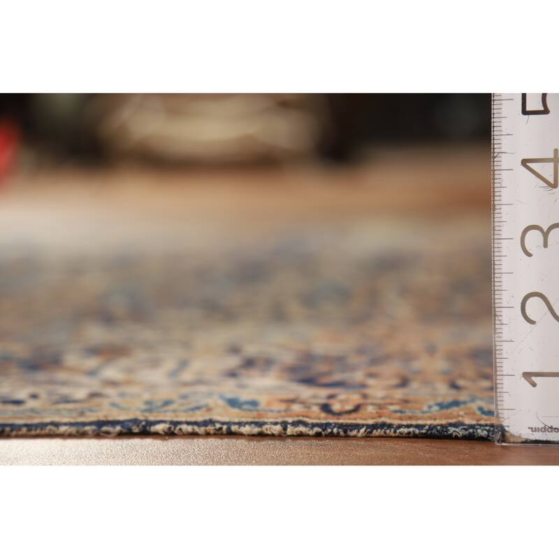 Hand Knotted Oriental 100% Wool Carpet Traditional All-Over Navy Blue & Blues Kerman Area Rug - 7' 0'' X 4' 7''