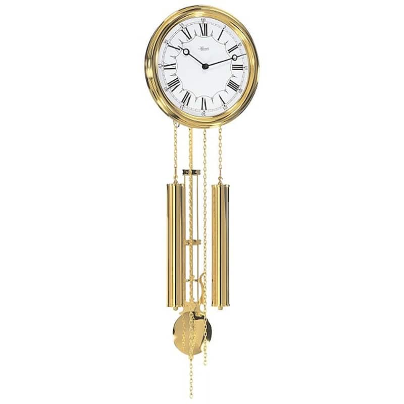 27" Gold and White Round Pendulum Wall Clock