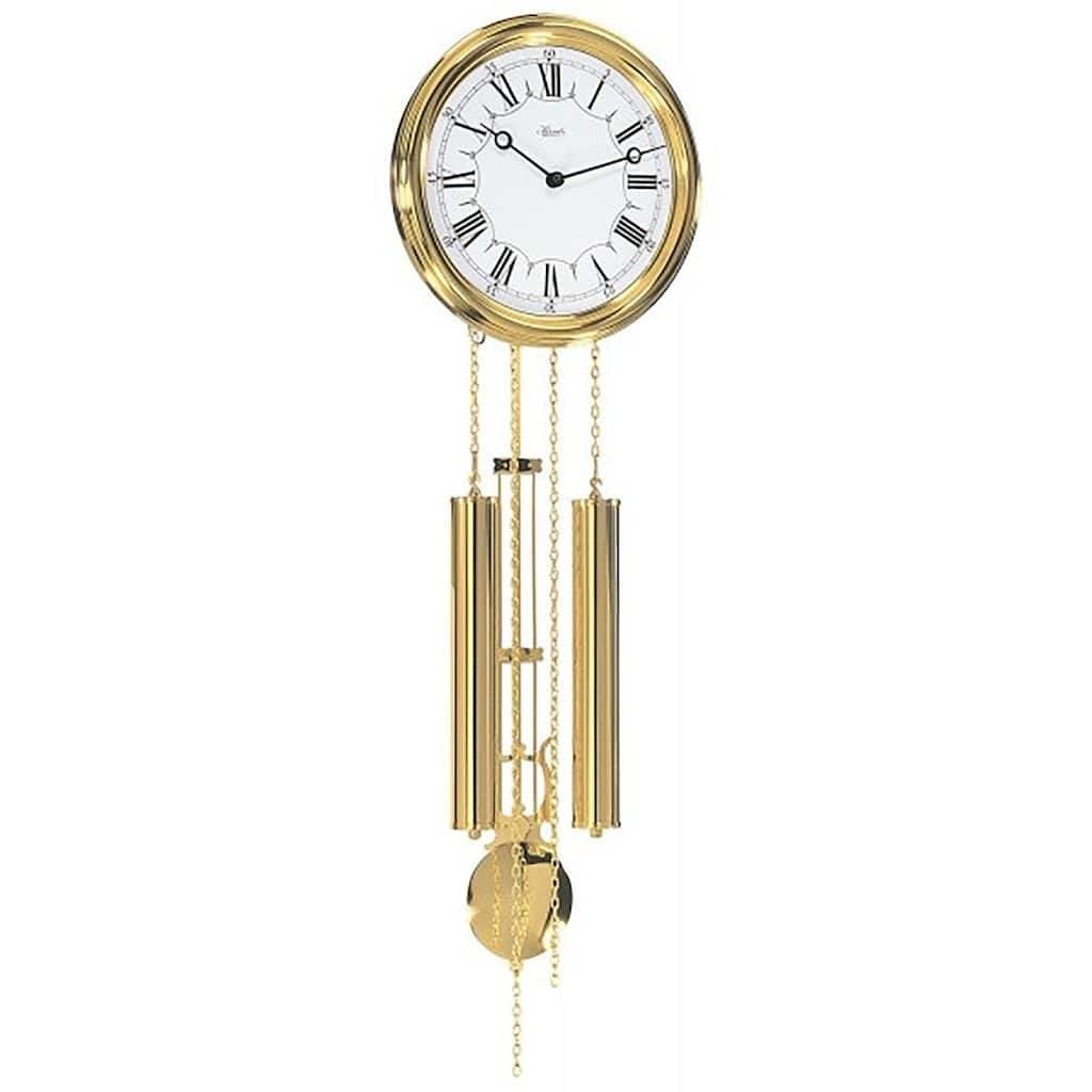 27" Gold and White Round Pendulum Wall Clock