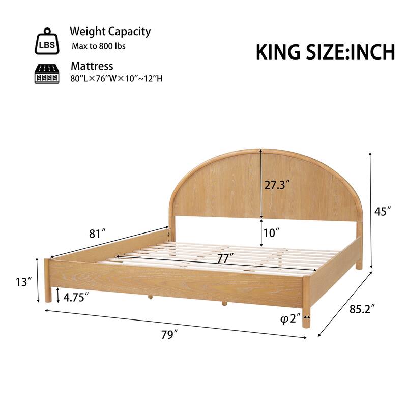 Christopher Knight Home - Arden Mid-Century Modern Wooden Platform Bed with Curved Headboard