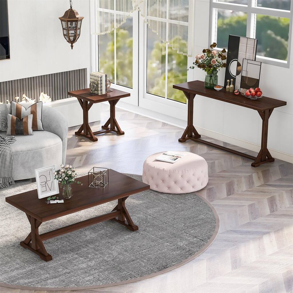 Vintage Table Set of 3, with 1 Coffee Table, 1 Side Table, 1 End Tables ...