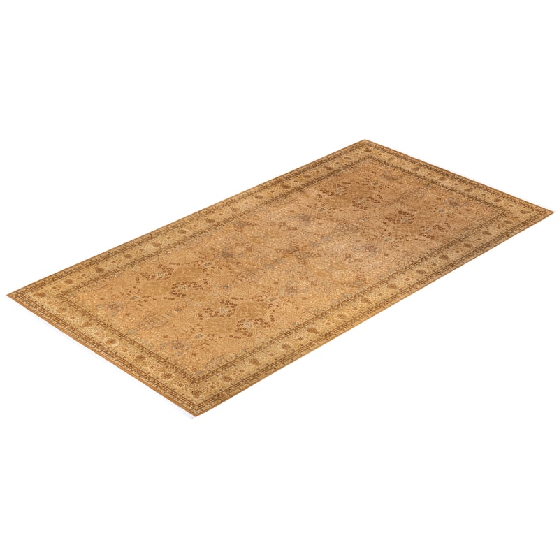 Overton Hand Knotted Wool Vintage Inspired Traditional Mogul Yellow Area Rug - 12 x 15+