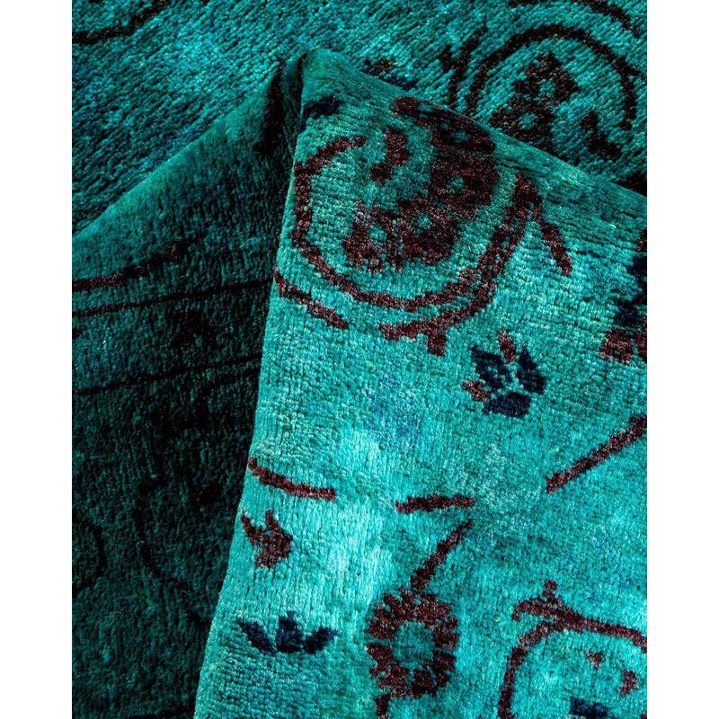 Overton Hand Knotted Wool Vintage Inspired Modern Contemporary Overdyed Blue Area Rug - 3' 1" x 5' 4"