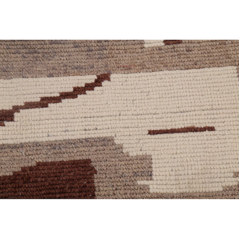 Abstract Moroccan Earth Tone Area Rug Hand-Knotted Wool Carpet - 8'11"x 12'7"