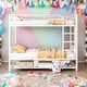 preview thumbnail 1 of 22, Modern Full over Full Bunk Bed with Shelf and Guardrails,Separate into 2 Twin Beds for Bedroom White