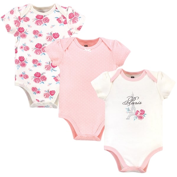 slide 1 of 1, Hudson Baby Infant Girl Cotton Bodysuits 3pk, Paris 0-3 Months - Paris