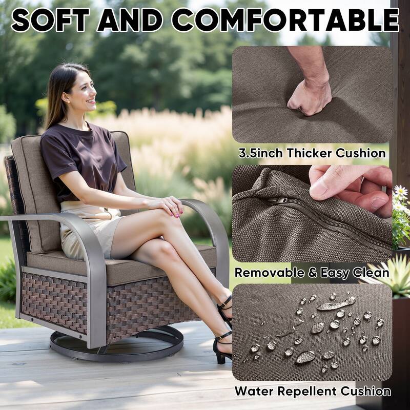 2 Pieces Outdoor Swivel Glider Chairs Set
