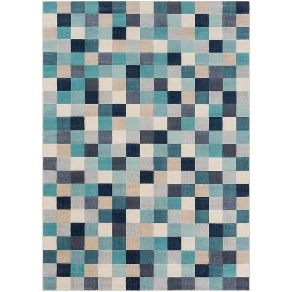 Checker Blue - Rectangle Large Rug