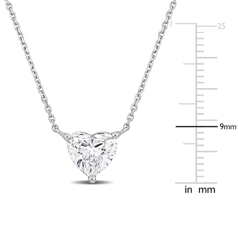 Miadora 2ct TDW Diamond Heart Necklace in 14k White Gold - 17 in