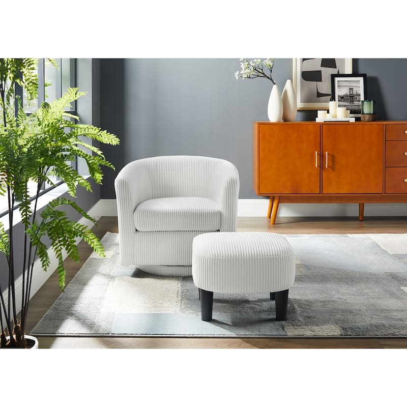 Swivel Accent Single Sofa Chair with Ottoman