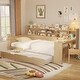 preview thumbnail 2 of 54, Roomfitters Wooden Twin/Full Size Daybed with Storage Shelves, Multi-functional Bed with Twin Size Trundle Bed and Study Desk Natural - Twin