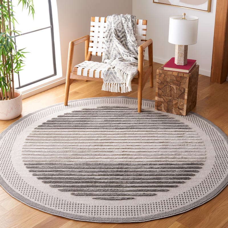 SAFAVIEH Urban Hiie Mid-Century Modern Rug - 6'7" Round - Grey/Light Grey