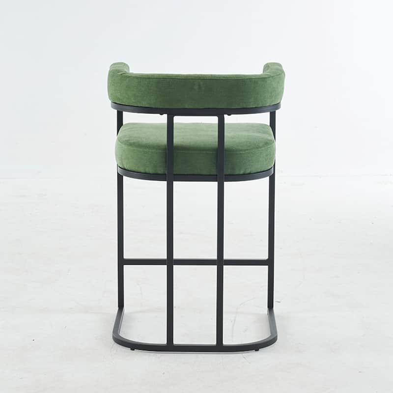 Modern Chenille Bar Stools Set of 2, Upholstered Counter Height Chairs