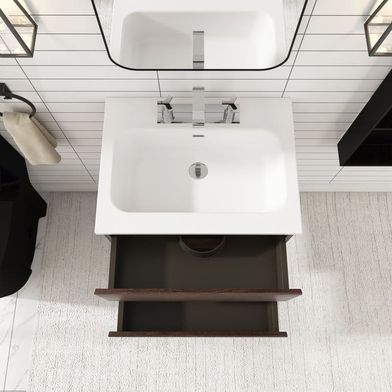 24 inches Wall-mounted Bathroom Vanity Set with White Ceramic Integrated Sink - 24" x 18"