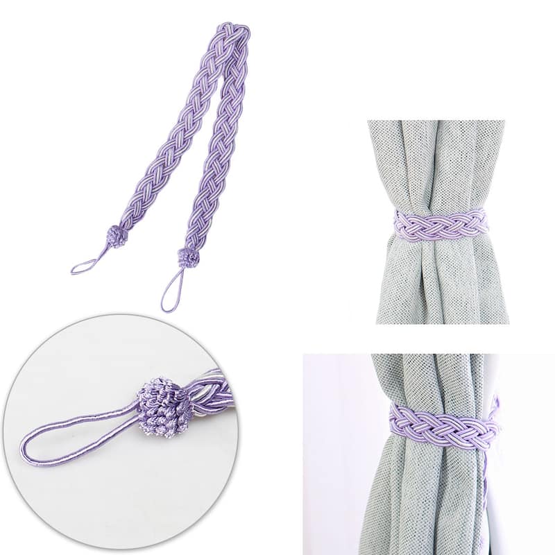 4pcs Curtain Tieback 23" Holdback Decorative Rope Curtain Holders, Purple