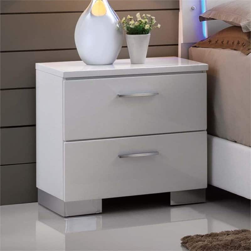 2 Drawers Nightstand with Chrome Legs