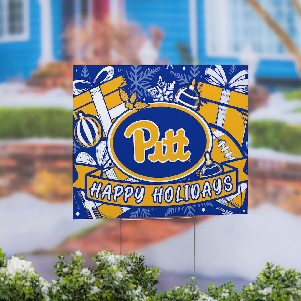 University of Pittsburgh Yard Sign, Happy Holidays - 24" x 18"