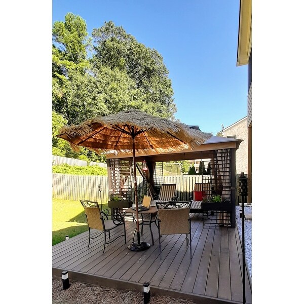 Top Product Reviews For Safavieh Outdoor Living Tiki 9ft Crank Umbrella 28228540 Overstock