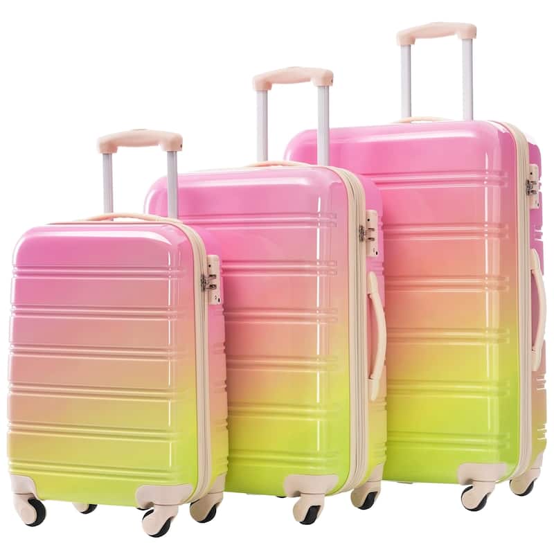 Hardshell Luggage Sets 3 Piece Gradient Color Expandable Suitcase with Spinner Wheels and TSA Lock Lightweight 20" 24" 28"