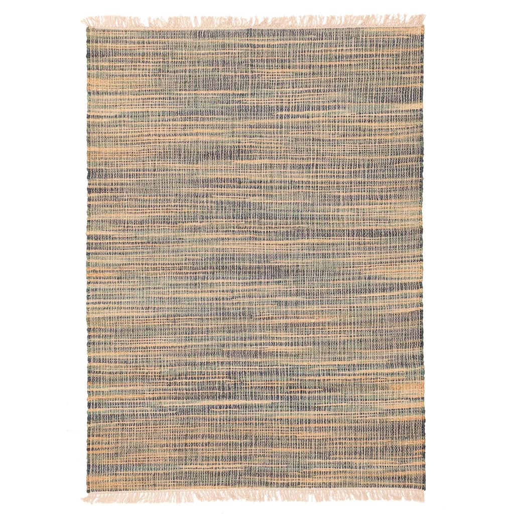 ECARPETGALLERY Flat-Weave Palas Denizli Teal Jute Kilim - 5'4 x 7'5